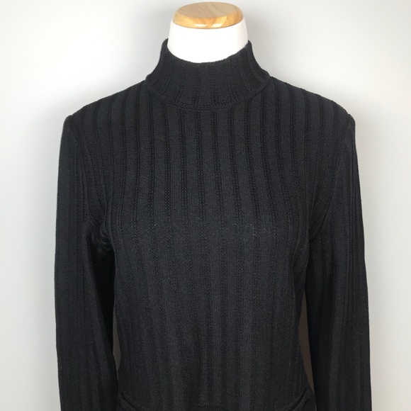 St John Collection Long Sleeve Black Sweater Dress - Picture 3 of 7